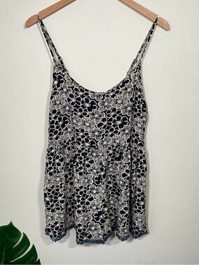 Honolua Wahine Floral Romper Black & White Size Small Casual Vacation